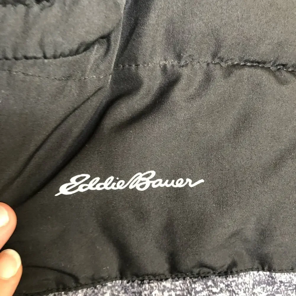 Eddie Bauer boys gray black puffer hooded coat size Medium 10 - 12